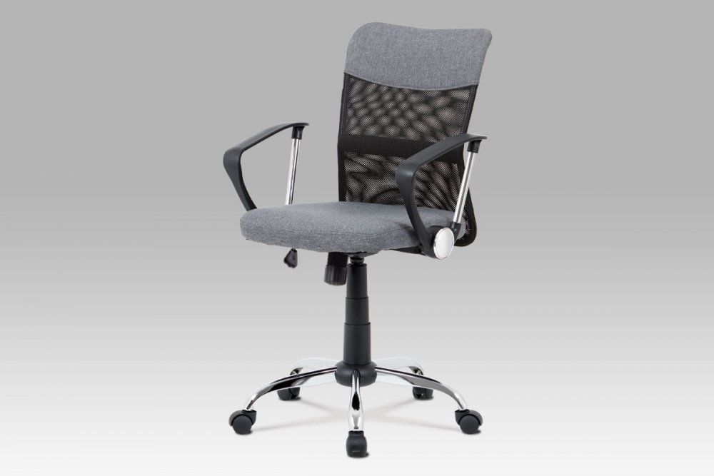 Kancelářská židle, šedá látka, černá MESH, houpací mech, kříž chrom - DAKA nábytek