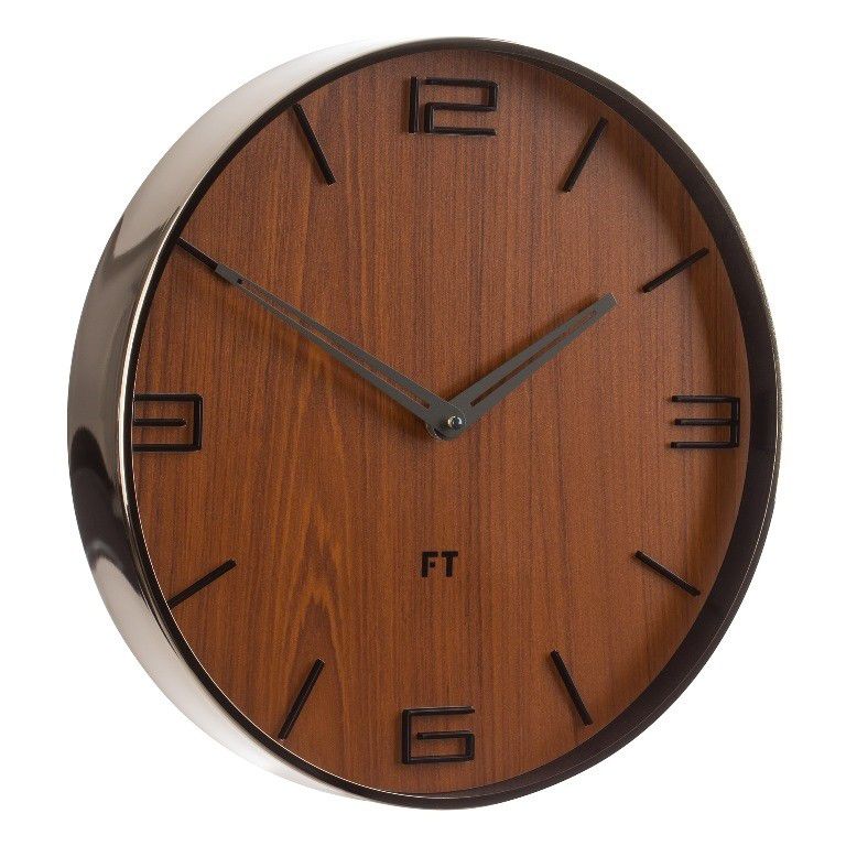 Designové nástěnné hodiny Future Time FT3010TT Flat walnut titanium 30cm - FORLIVING