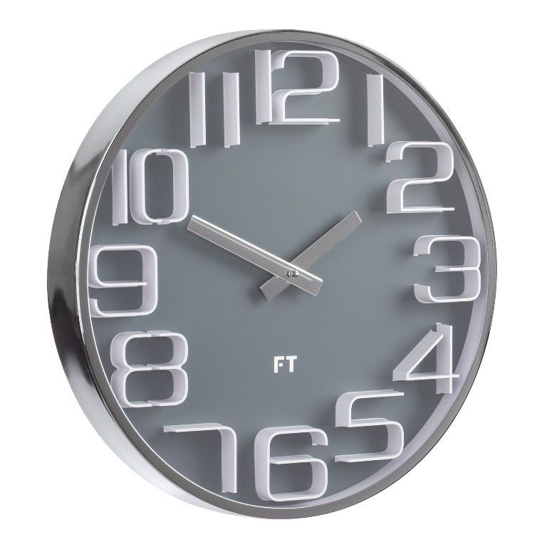Designové nástěnné hodiny Future Time FT7010GY Numbers grey 30cm - FORLIVING