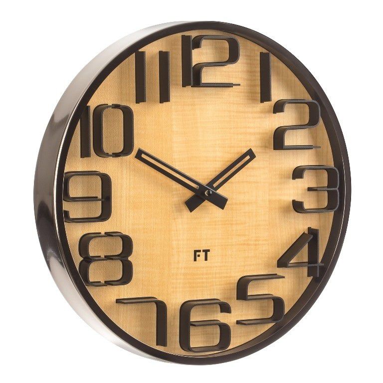 Designové nástěnné hodiny Future Time FT7010TT Numbers oak titanium 30cm - alza.cz