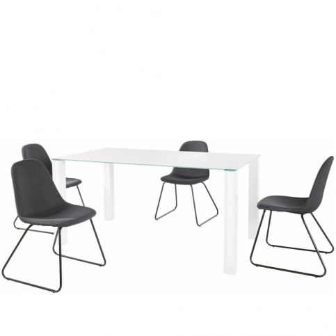 Set bílého jídelního stolu a 4 antracitových jídelních židlí Støraa Dante Colombo Duro - Bonami.cz