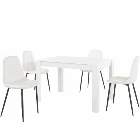 Set bílého jídelního stolu a 4 bílých jídelních židlí Støraa Lori Lamar - Bonami.cz