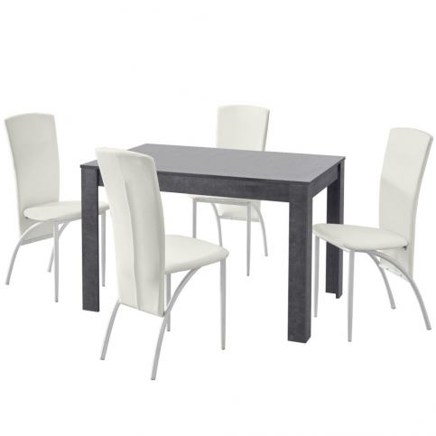 Set jídelního stolu a 4 bílých jídelních židlí Støraa Lori Nevada Slate White - Bonami.cz