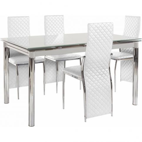 Set jídelního stolu a 4 bílých jídelních židlí Støraa Pippa William Grey White - Bonami.cz