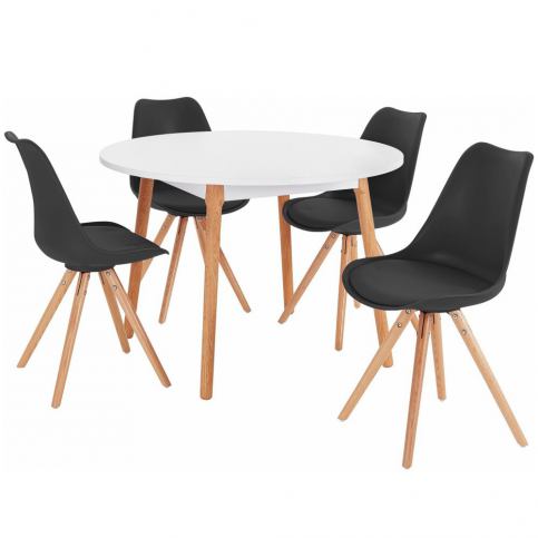 Set jídelního stolu a 4 černých jídelních židlí Støraa Oregon Brenda - Bonami.cz