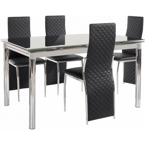Set jídelního stolu a 4 černých jídelních židlí Støraa Pippa William Grey Black - Bonami.cz