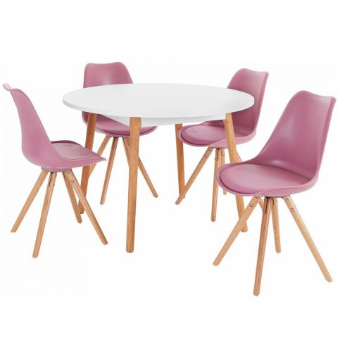 Set jídelního stolu a 4 růžových jídelních židlí Støraa Oregon Brenda - Bonami.cz