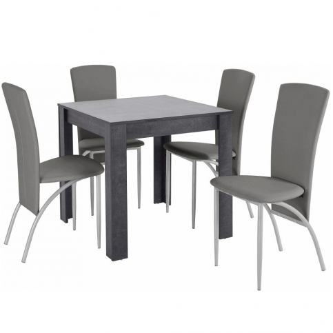 Set jídelního stolu a 4 šedých jídelních židlí Støraa Lori Nevada Duro Slate Light Grey - Bonami.cz