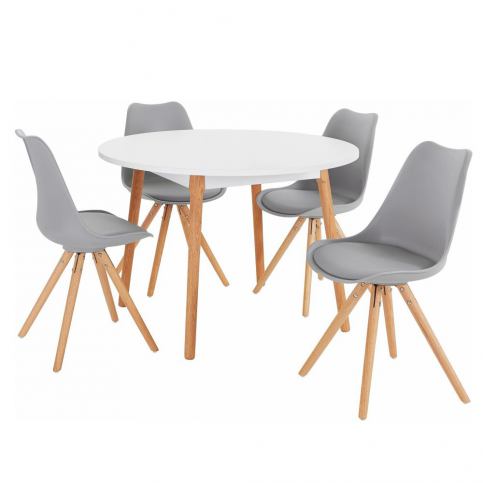 Set jídelního stolu a 4 šedých jídelních židlí Støraa Oregon Brenda - Bonami.cz
