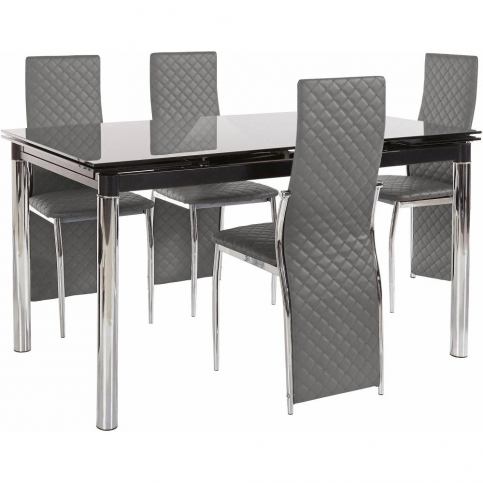 Set jídelního stolu a 4 šedých jídelních židlí Støraa Pippa William Black Grey - Bonami.cz