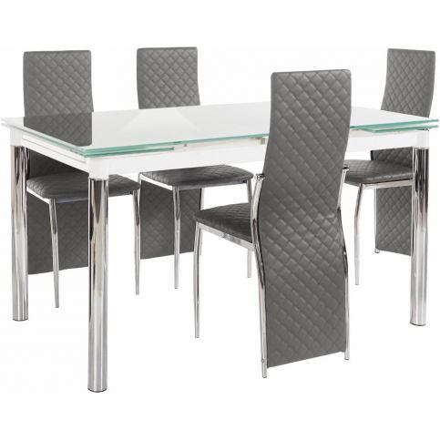 Set jídelního stolu a 4 tmavě šedých jídelních židlí Støraa Pippa William White Grey - Bonami.cz