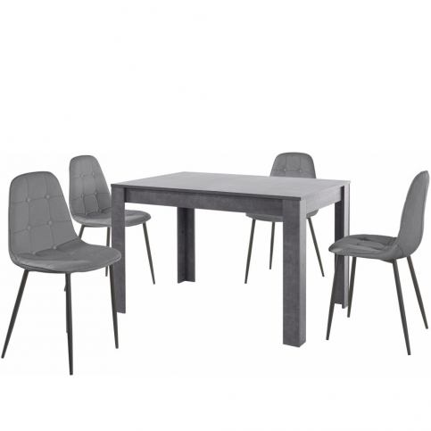Set šedého jídelního stolu a 4 šedých jídelních židlí Støraa Lori Lamar - Bonami.cz
