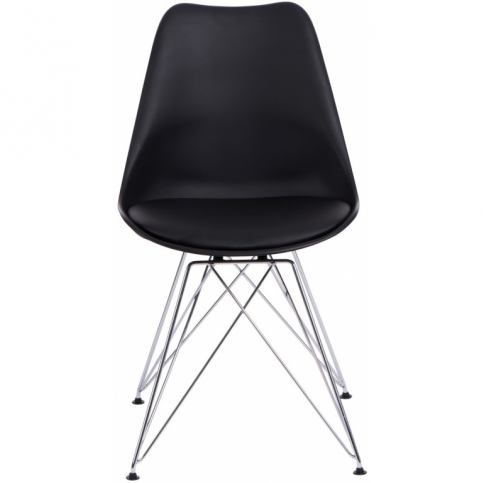 Židle DSR s čalouněným sedákem, černá | -20 % 1627S CULTY + - Beliani.cz