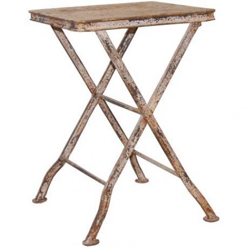 Industrial style, Kávový malý stolek s bílou patinou 49 x35 x 35 cm (598) - Favi.cz