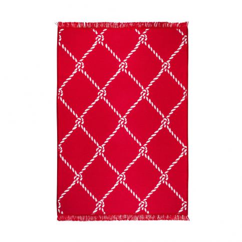 Červeno-bílý oboustranný koberec Rope, 80 x 150 cm - Bonami.cz