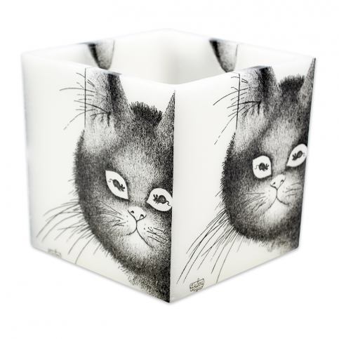 voskový svícen | Černobílá kočka - vztyčený ocas - JCandles