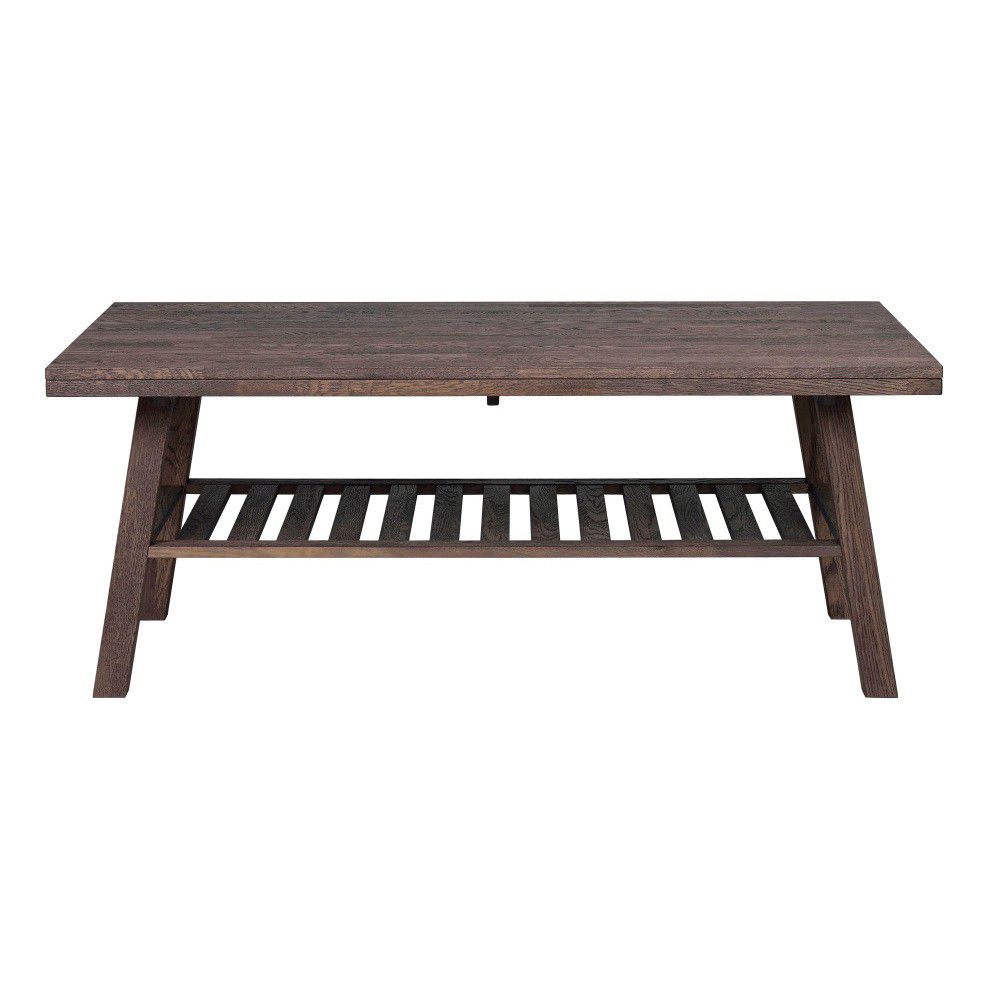 Hnědý masivní dubový konferenční stolek Rowico Madis, 130 cm - Bonami.cz