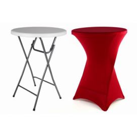Garthen BISTRO Párty stolek skládací vč. elastického potahu 80 x 80 x 110 cm