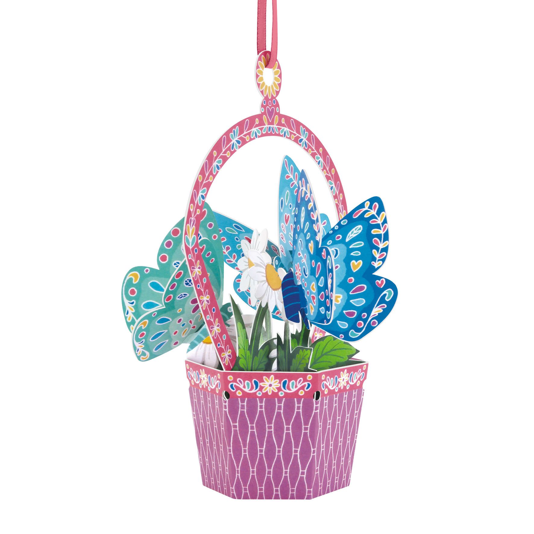 Santoro papírová závěsná dekorace Butterfly Basket Daisy  - Different.cz