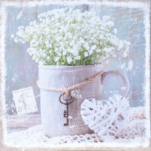 Obraz na plátně - Malé bílé květy II., 40x40 cm - Beliani.cz
