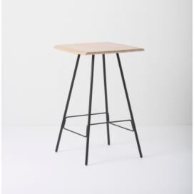 Barový stolek s deskou z masivního dubového dřeva a černými nohami Gazzda Leina