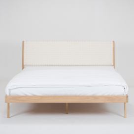Bílá/přírodní dvoulůžková postel z dubového dřeva 140x200 cm Fawn – Gazzda
