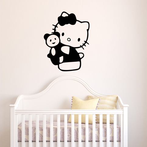Samolepka na zeď - Hello Kitty s medvídkem (46x60 cm) - PopyDesign - Popydesign
