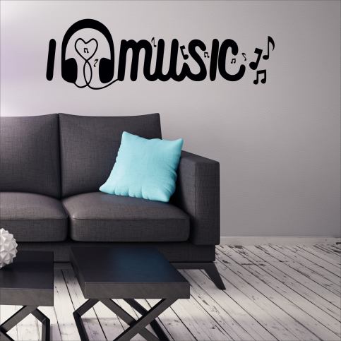 Samolepka na zeď - I love music (95x30 cm) - PopyDesign - Popydesign