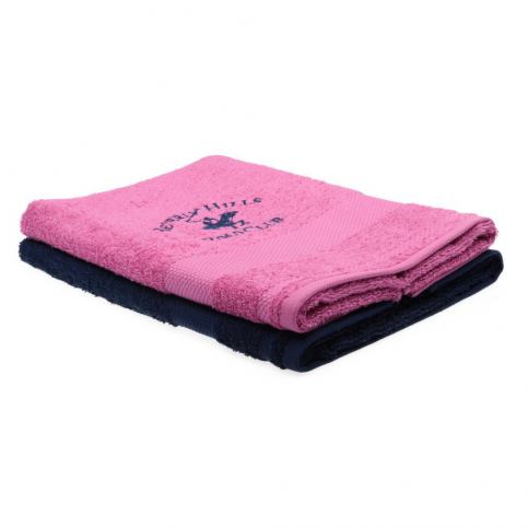 Sada růžového a tmavě modrého ručníku Beverly Hills Polo Club Tommy Orj, 50 x 100 cm - Bonami.cz