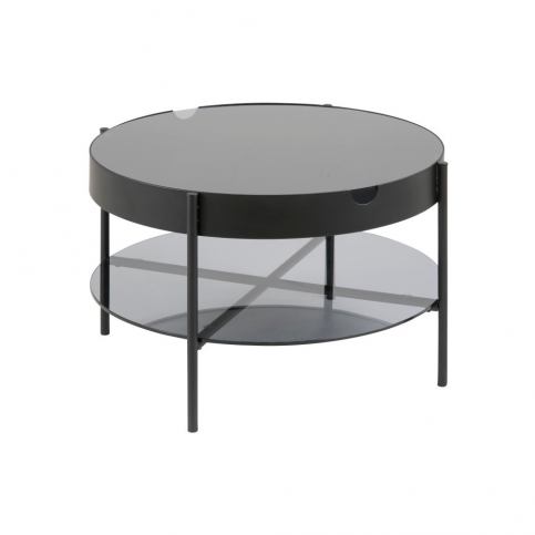 Černý odkládací stolek s úložným prostorem Actona Tipton, ⌀ 75 cm - Bonami.cz