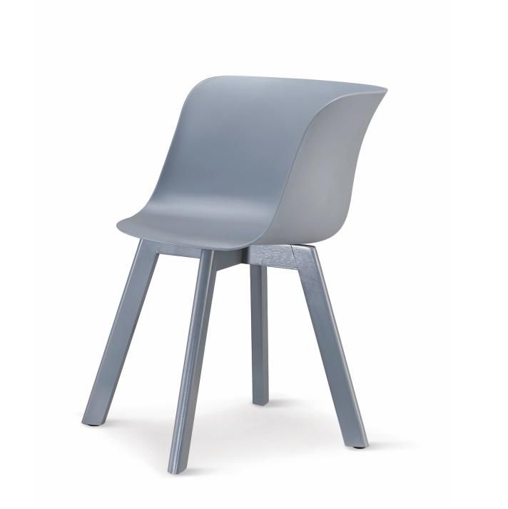 Židle, plast + dřevo buk, šedá + šedá, LEVIN 0000182553 Tempo Kondela - DEKORHOME.CZ