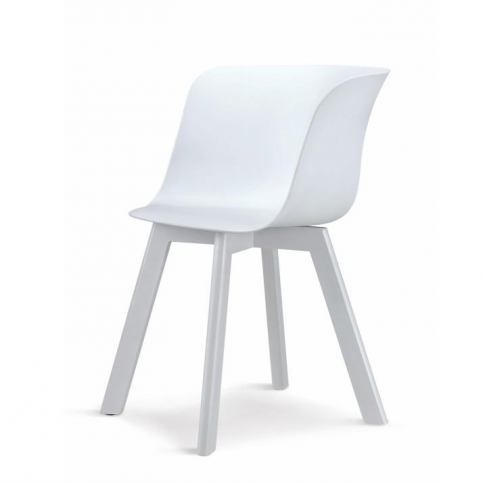 Židle, plast + dřevo buk, bílá + bílá, LEVIN 0000182552 Tempo Kondela - DEKORHOME.CZ