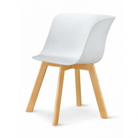 Židle, plast + dřevo buk, bílá, LEVIN 0000182551 Tempo Kondela - DEKORHOME.CZ