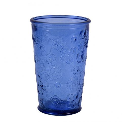Modrá sklenice z recyklovaného skla Ego Dekor Flora, 300 ml - Bonami.cz