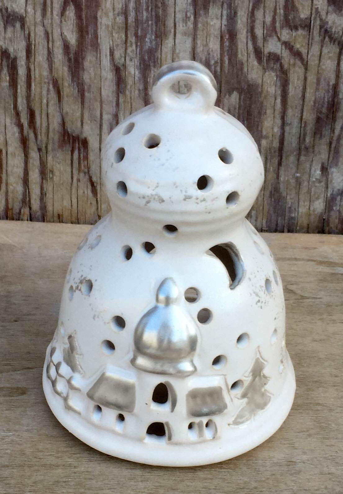 Keramika Andreas® Vánoční svícen - zvon s kostelíčkem - Keramika Andreas