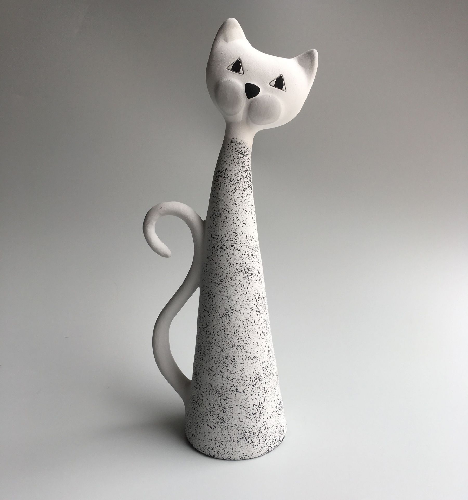 Kočka velká - šedá mramorová Keramika Andreas - Keramika Andreas
