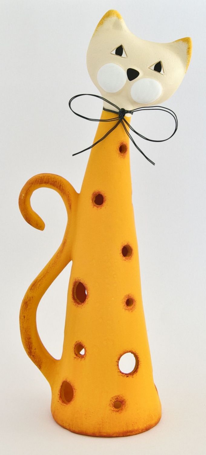Kočka na svíčku velká oranžová Keramika Andreas - Keramika Andreas