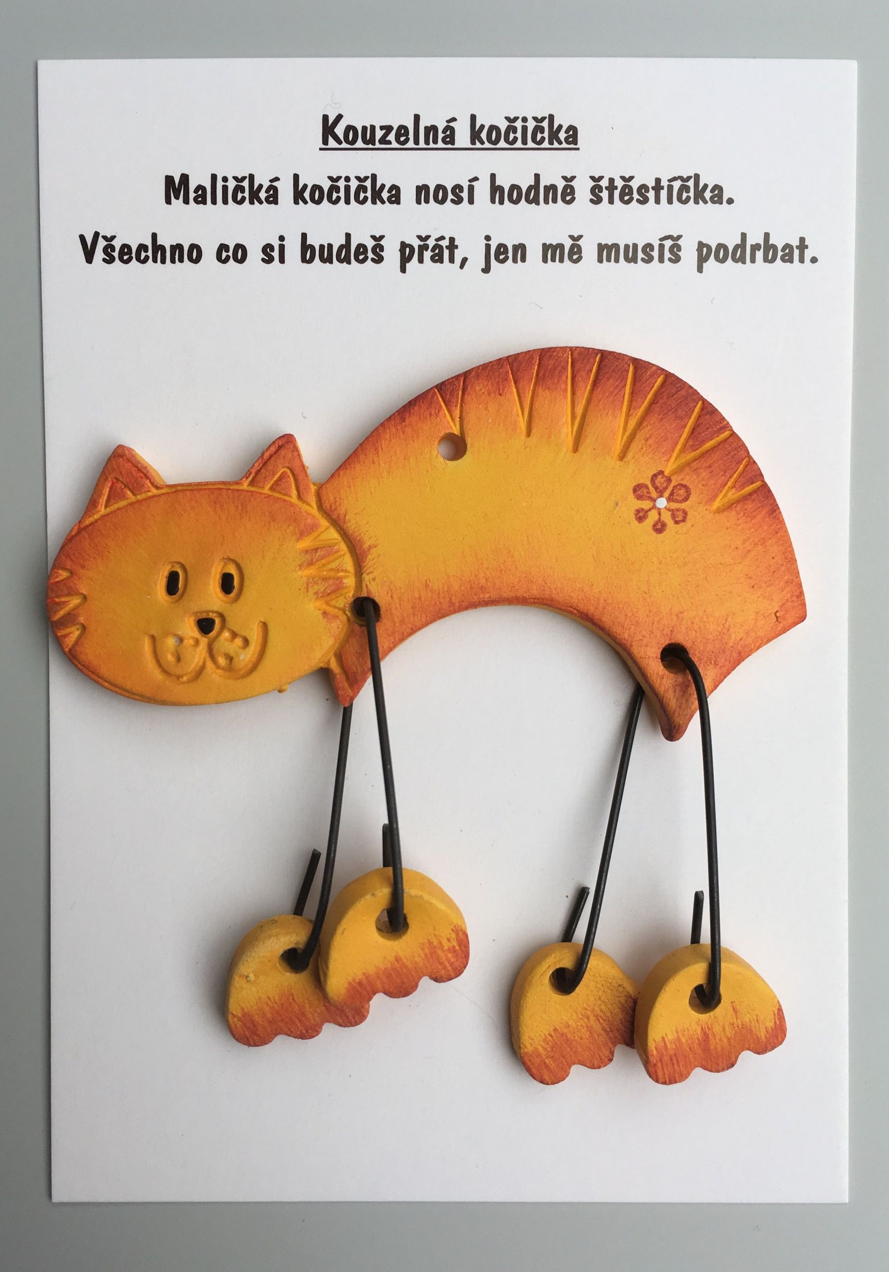 Kočka nohatá přáníčko Keramika Andreas Varianta: Oranžová - Keramika Andreas