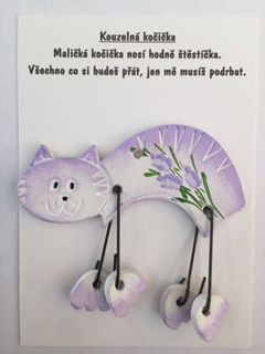 Kočka nohatá přáníčko Keramika Andreas Varianta: S levandulí - Keramika Andreas