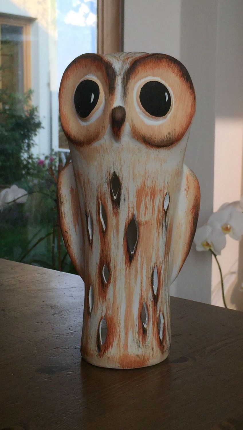 Sova štíhlá na svíčku bílo-zrzavá Keramika Andreas - Keramika Andreas