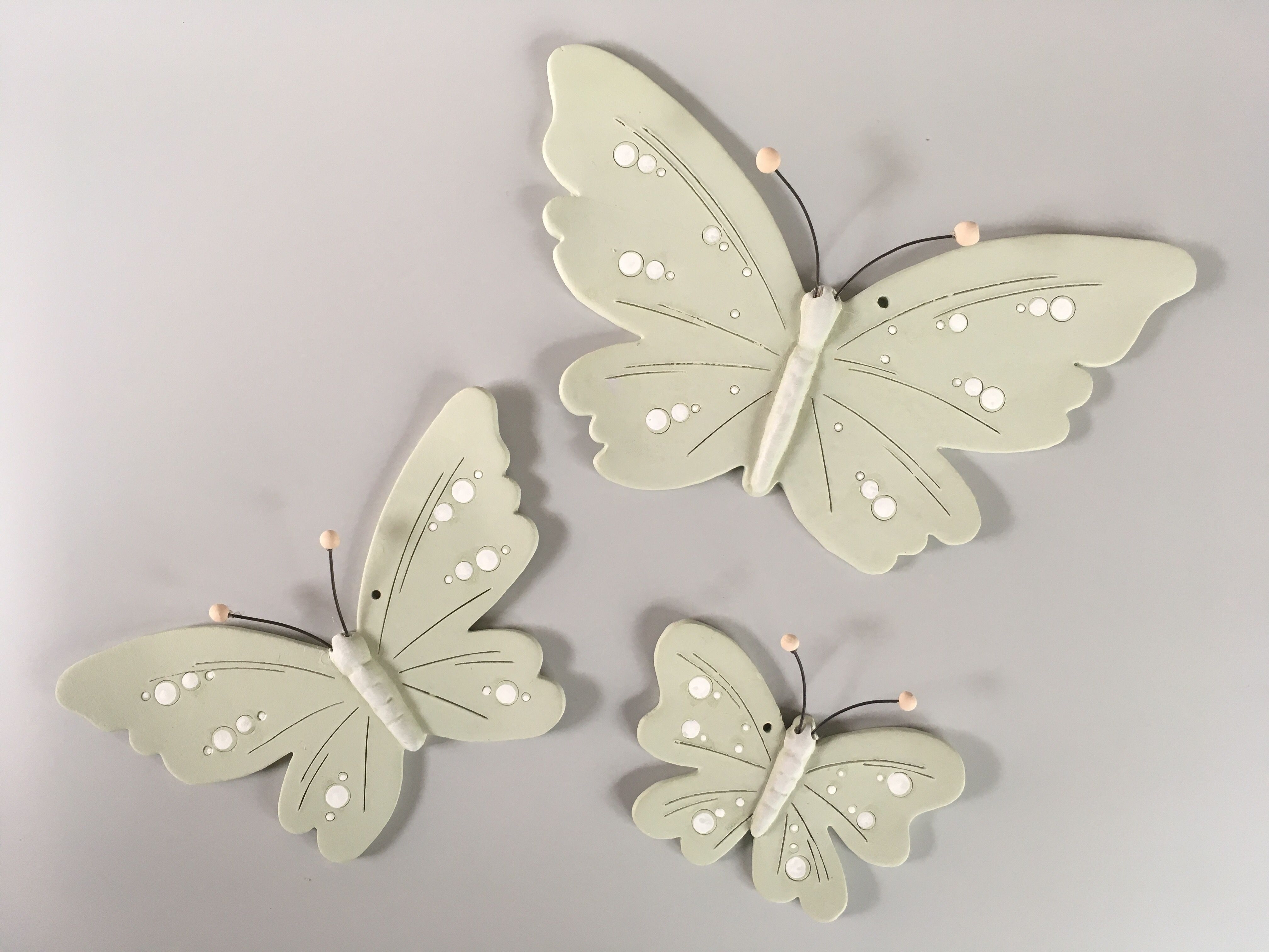 Keramika Andreas® Motýl světle zelený - sada tří - Keramika Andreas