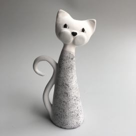 Kočka střední - šedá mramorová Keramika Andreas Keramika Andreas