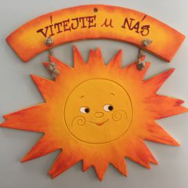 Sluníčko s cedulkou široké Keramika Andreas Nápis: Vítejte u nás