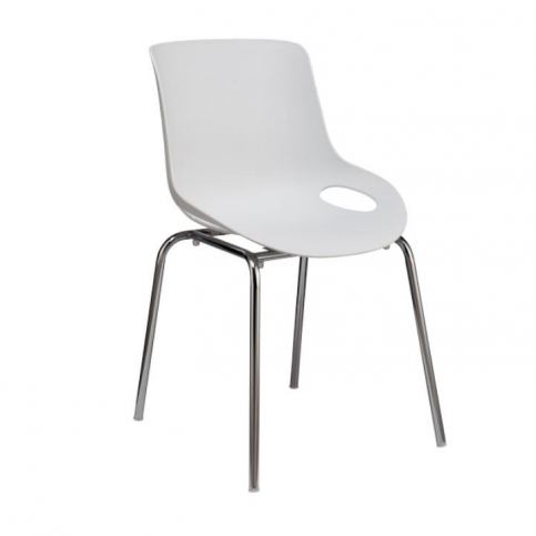 Jídelní židle, chrom + plast, bílá, EDLIN 0000138339 Tempo Kondela - DEKORHOME.CZ