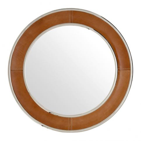 Nástěnné zrcadlo s rámem s pravou kůží Premier Housewares Churchill, ⌀ 45 cm - Bonami.cz