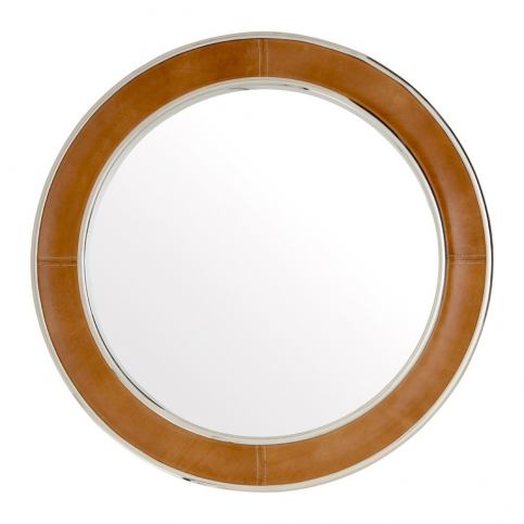 Nástěnné zrcadlo s rámem s pravou kůží Premier Housewares Churchill, ⌀ 58 cm - Bonami.cz