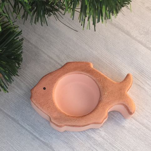 Keramika Andreas® Vánoční svícen rybka Varianta: Lososová s měděnou - Keramika Andreas