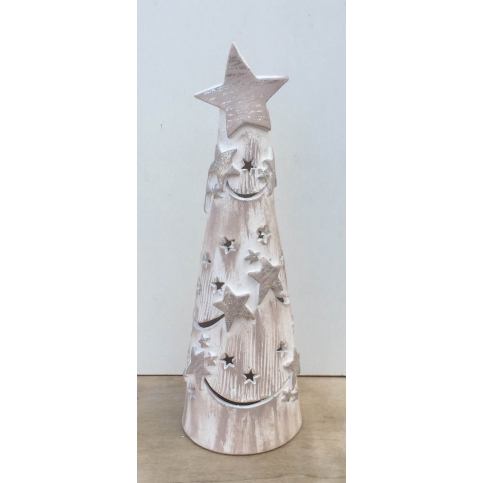 Keramika Andreas® Vánoční svícen stromek s hvězdou Varianta: Kapučínová - Keramika Andreas