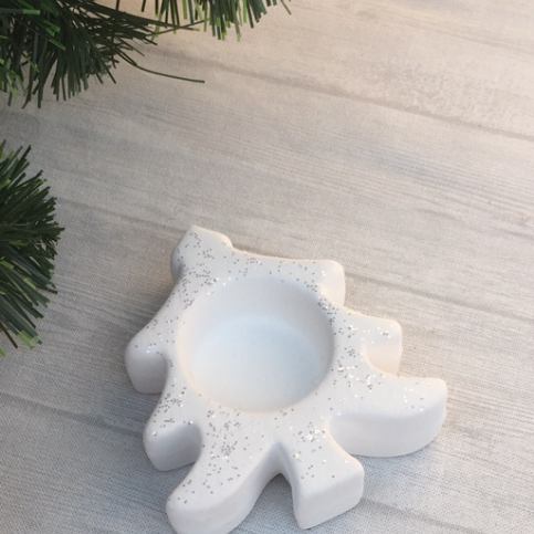 Keramika Andreas® Vánoční svícen stromek Varianta: Bílý se třpytkami - Keramika Andreas