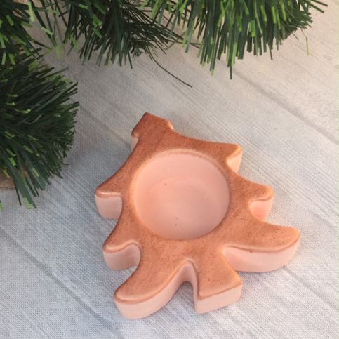 Keramika Andreas® Vánoční svícen stromek Varianta: Lososová s měděnou - Keramika Andreas